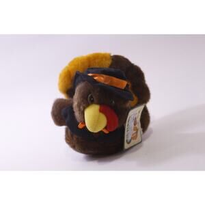 1990s Thanksgiving Turkey, Small Plush, Soft Toy, Holiday Decor, Vintage, ~ 251